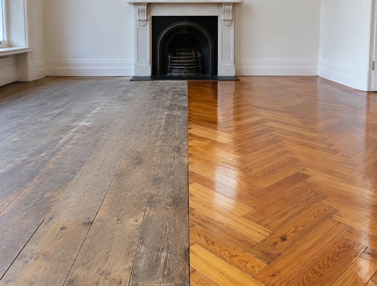 Suelo antiguo restaurado con acabado renovado